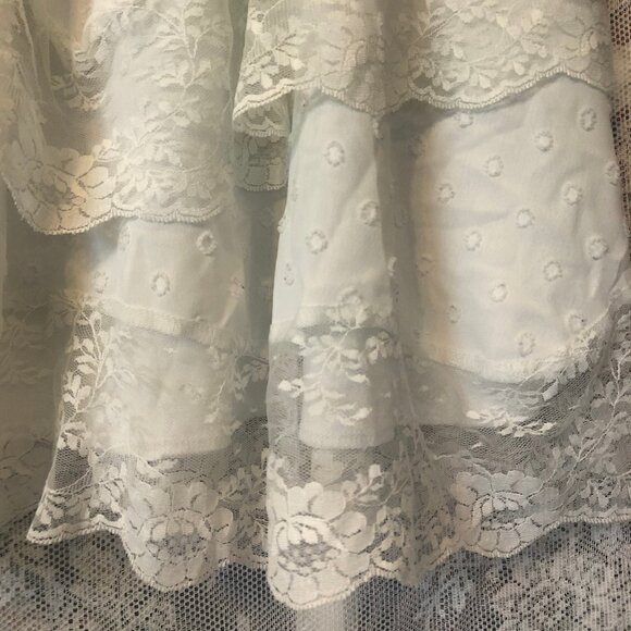 Romwe Fairycore Contrast Lace Tiered Ruffle Skirt White L Elastic Waist lined - Picture 4 of 5